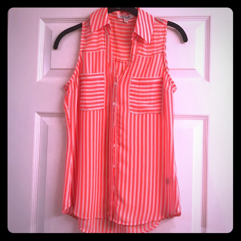 Express pink & white striped portofino shirt xs